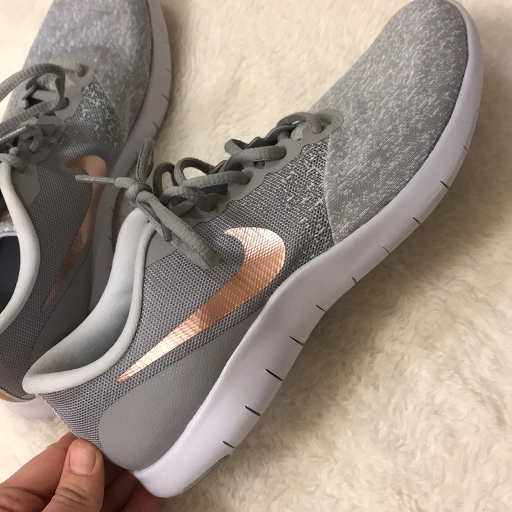 Nike Flex Contact Tennis Shoes Grey/Rose Gold